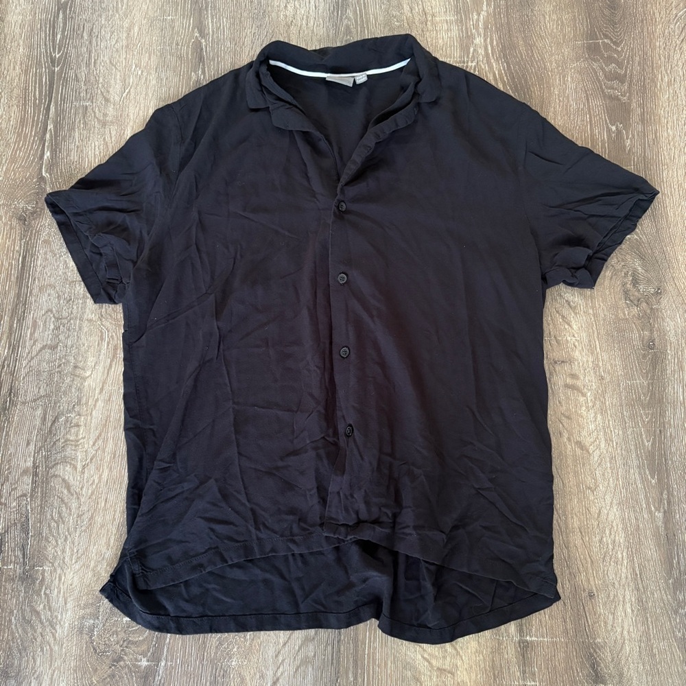 ASOS Black Button Down Oversized Short Sleeve Shirt